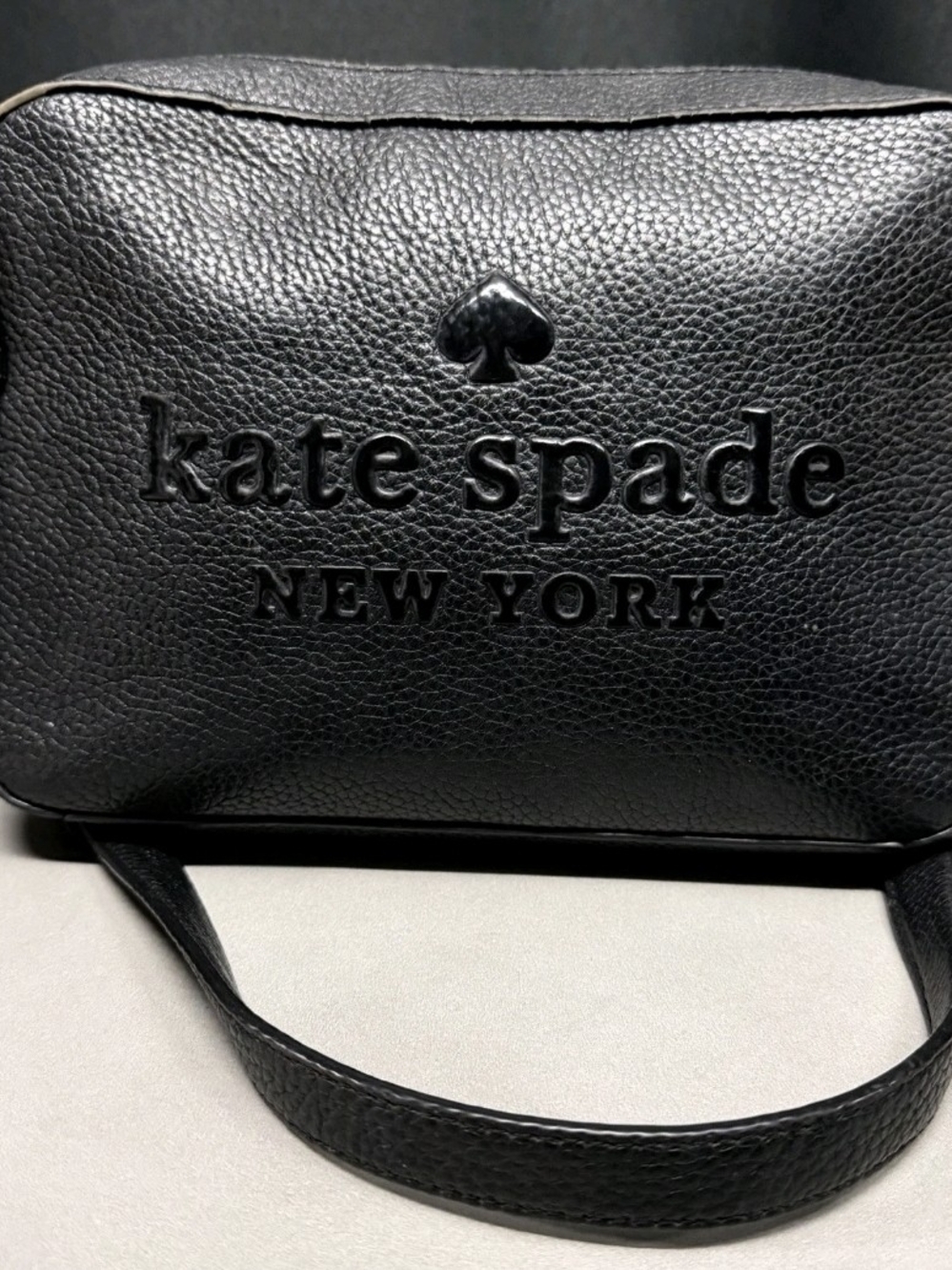 KATE SPADE BLACK PEBBLED LEATHER EMBOSSED CROSSBODY BAG PURSE - RARE